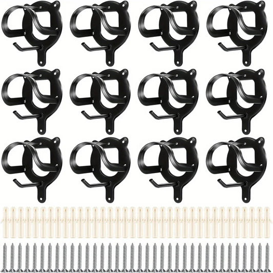 Black Metal Saddle Racks with Hooks, Pipes & Screws - Durable Horse Nail Storage and Neck Hanging Brackets Bar