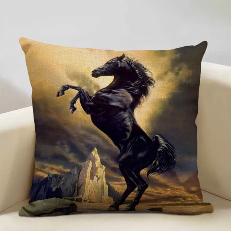 Horse Customized Cushion Cover  45x45cm Linen Pillow Case - Ghoddosh