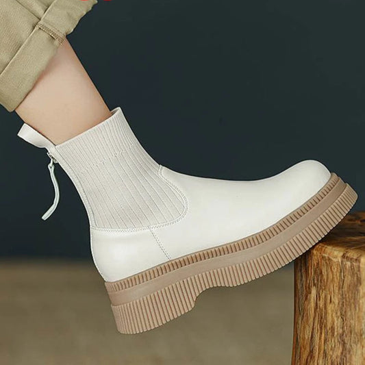 Casual Round-Toe Slip-On Ankle Boots - Ghoddosh
