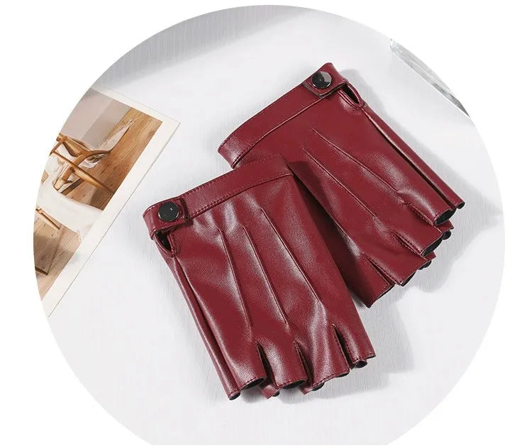Men Women PU Leather Fingerless Gloves  Half Finger Outdoor Tactical Leather Gloves . Ghoddosh