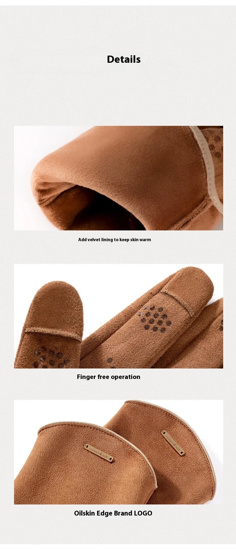 Men’s Insulated Riding Gloves — Thick Fleece Lining, Suede Anti-Slip Palm & Touchscreen Function - Ghoddosh