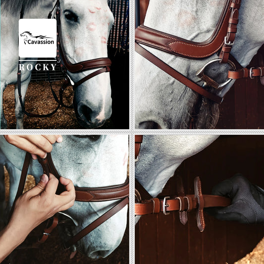 Leather Horse Riding bridle with anti-slip reins