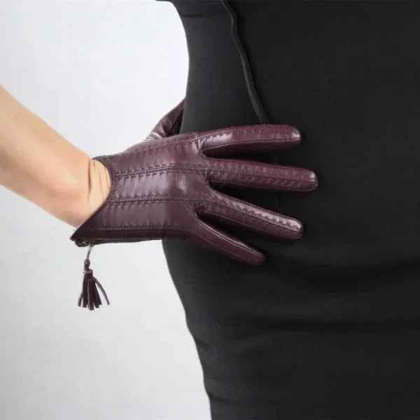 Touchscreen Women Genuine Leather Goatskin Gloves . Ghoddosh