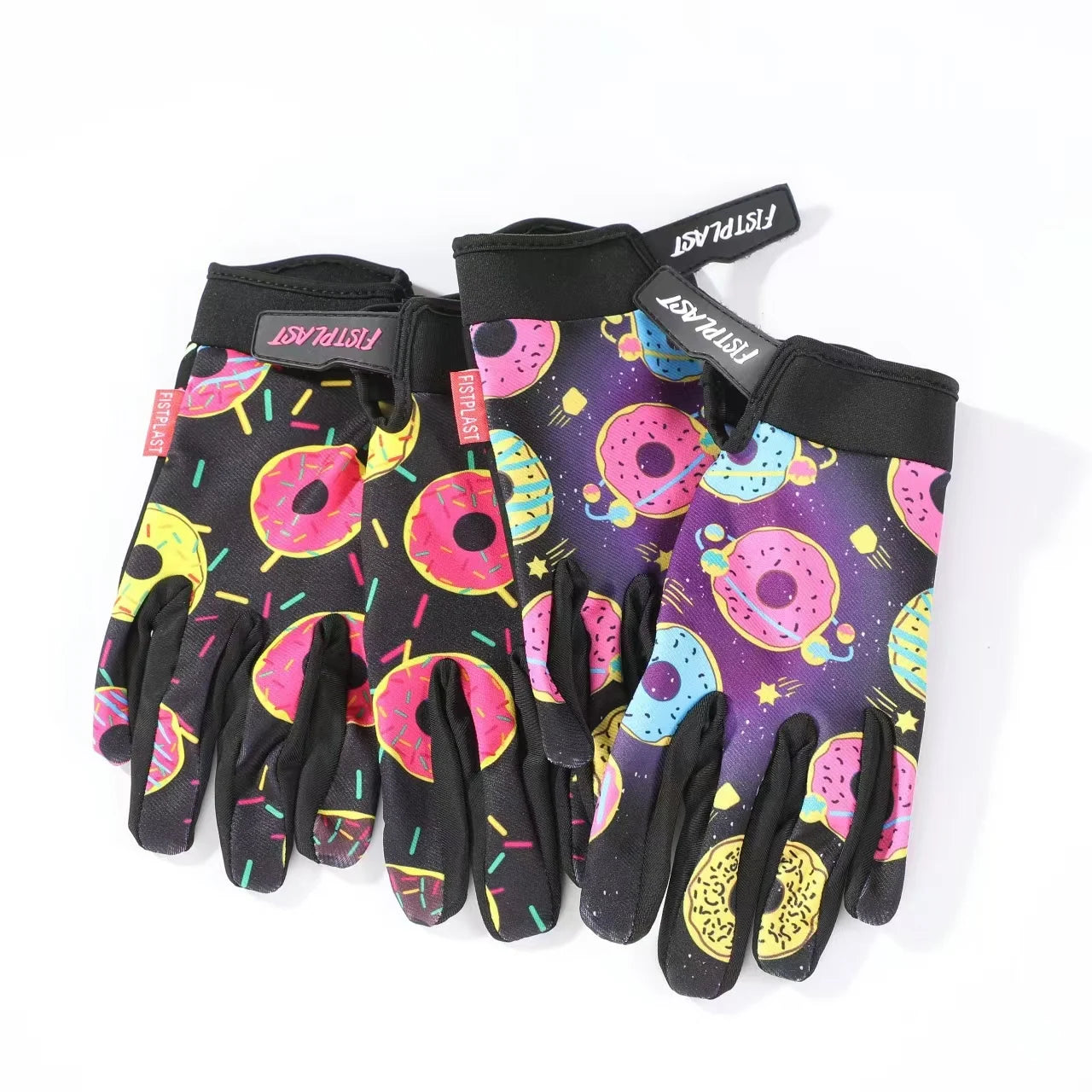 Kids Glitz Donut Wheel Gloves – Colorful Long-Finger Touchscreen Riding Gloves