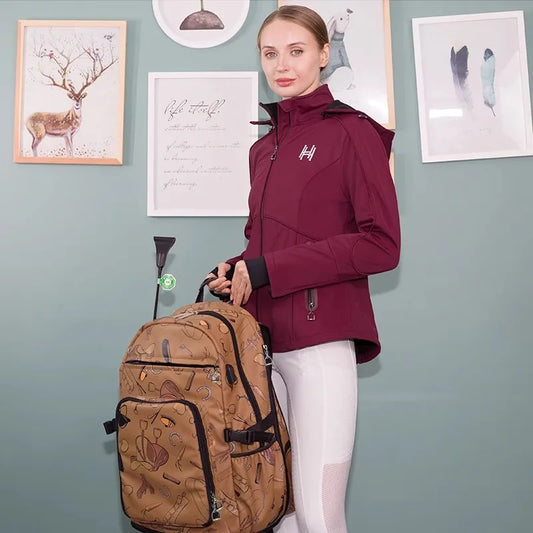 Italian Style Horse Riding Bag, Large Capacity , Waterproof Equestrian Equipment Backpack With Shoe Drawer @ ghoddosh.com