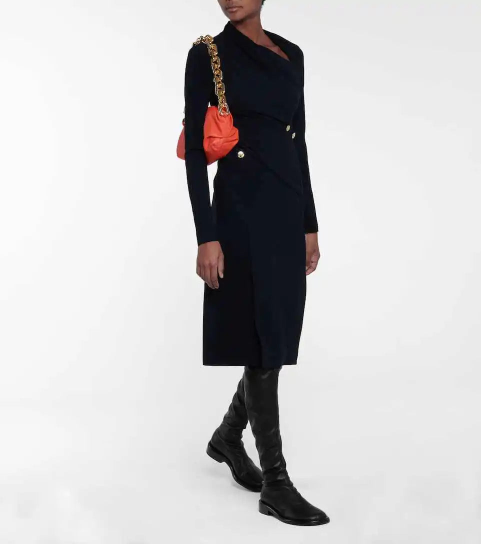 Round Toe Chunky Med Heel Stretch Over-the-knee Boots - Ghoddosh