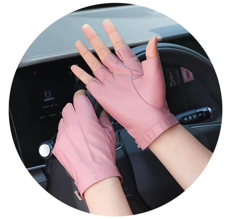 Men Women PU Leather Fingerless Gloves  Half Finger Outdoor Tactical Leather Gloves . Ghoddosh