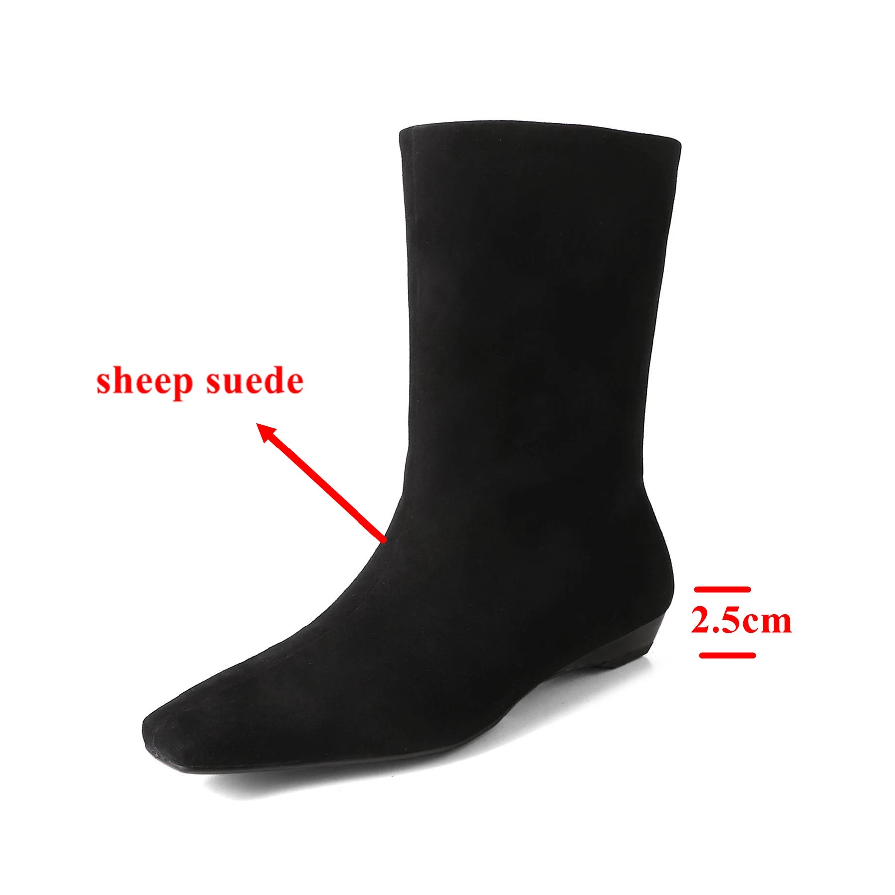 Suede Square Toe Low‑Heel  |  Casual & Modern Ankle Boots - Ghoddosh