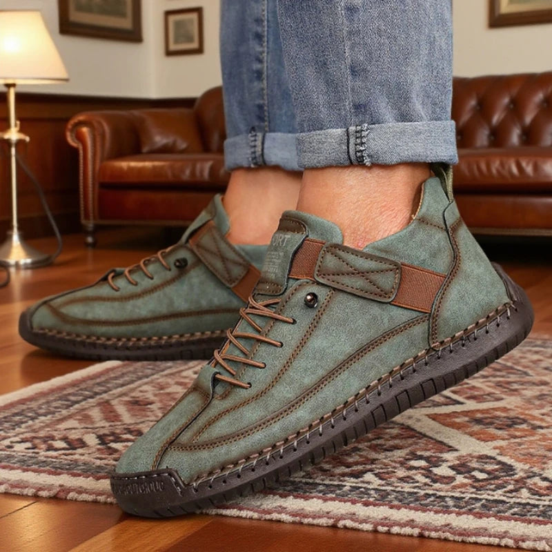 Men British Style Ankle Boots . Retro , Anti Slip , Leather Loafers , Handmade , Casual Soft Soled Shoes for Men - Ghoddosh
