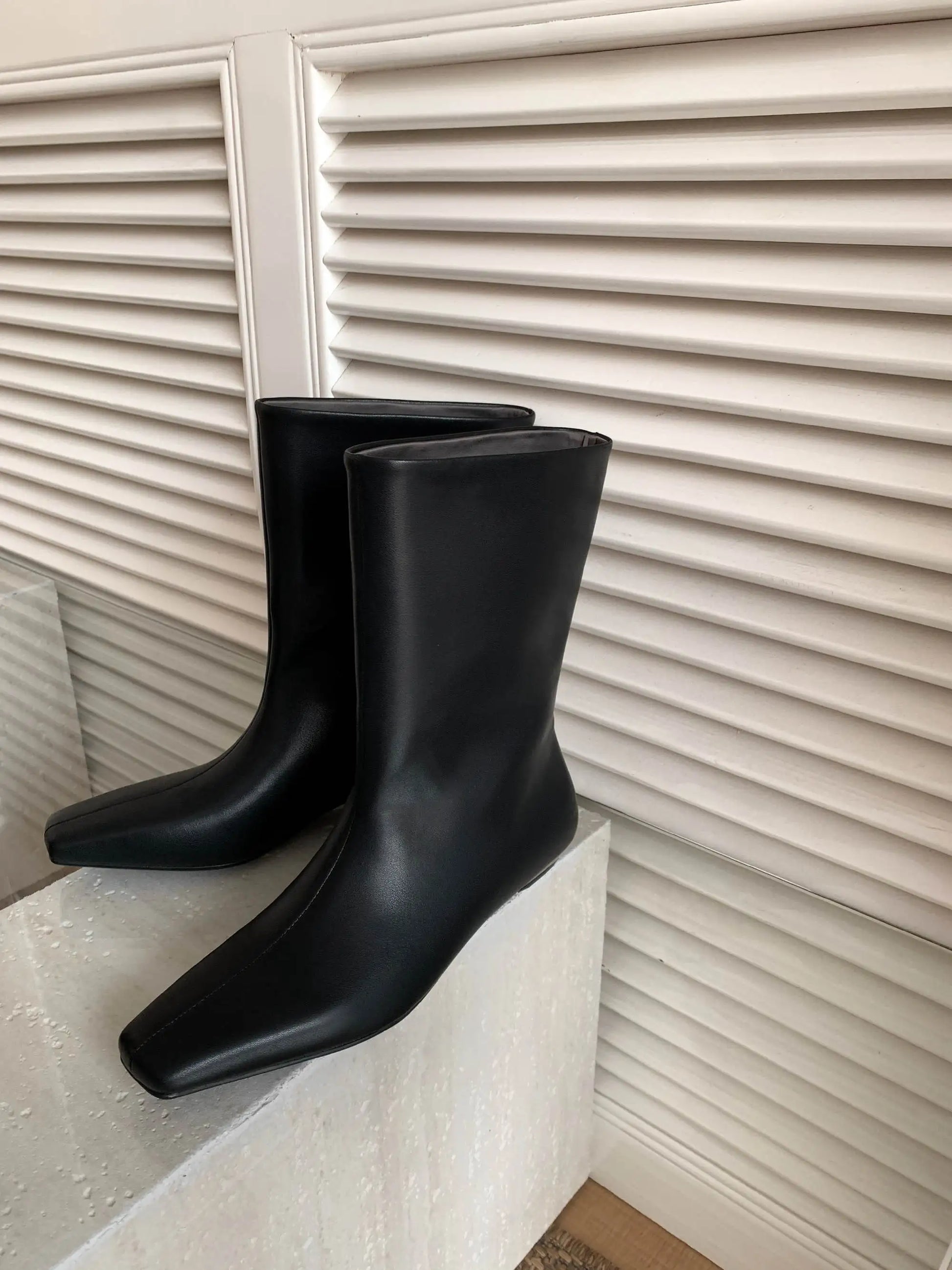 Suede Square Toe Low‑Heel  |  Casual & Modern Ankle Boots - Ghoddosh