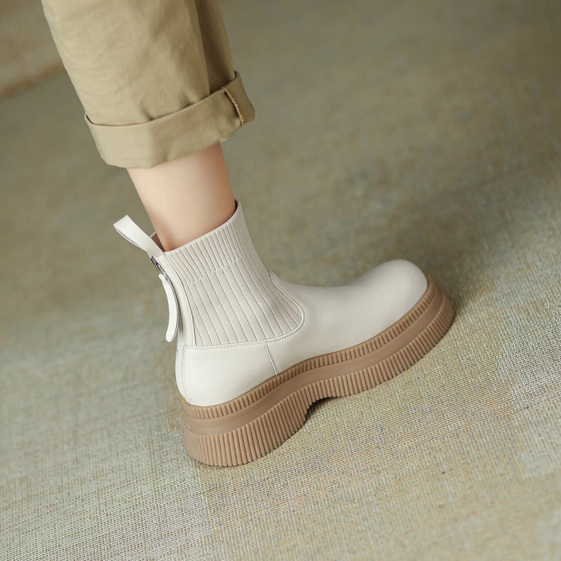 Casual Round-Toe Slip-On Ankle Boots - Ghoddosh