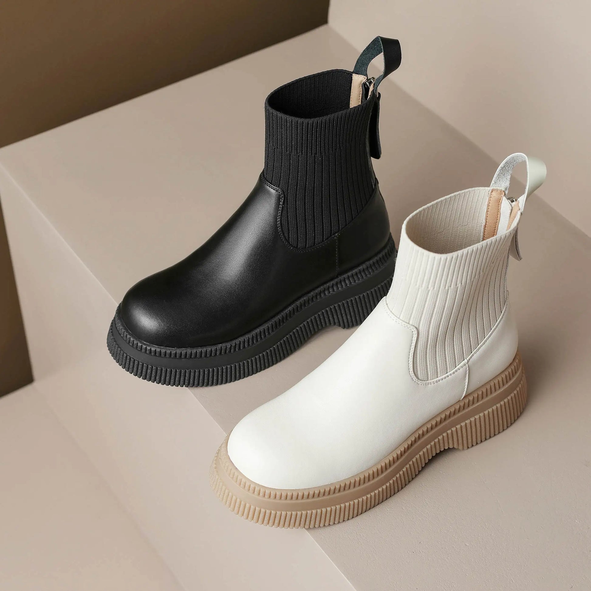 Casual Round-Toe Slip-On Ankle Boots - Ghoddosh