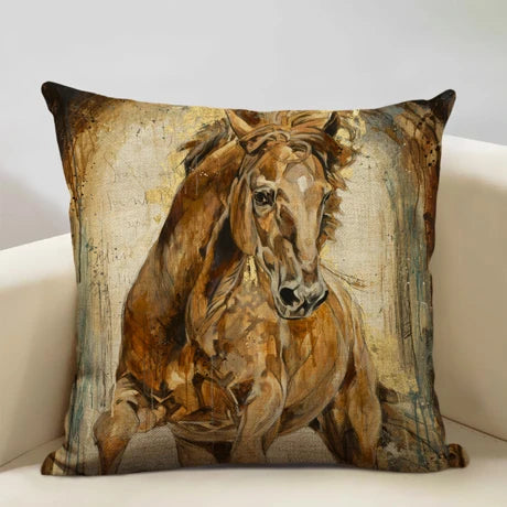 Horse Customized Cushion Cover  45x45cm Linen Pillow Case - Ghoddosh