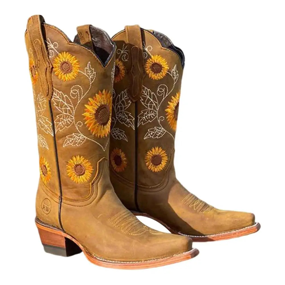 Floral Embroidered Women Cowgirl Boots. Ghoddosh