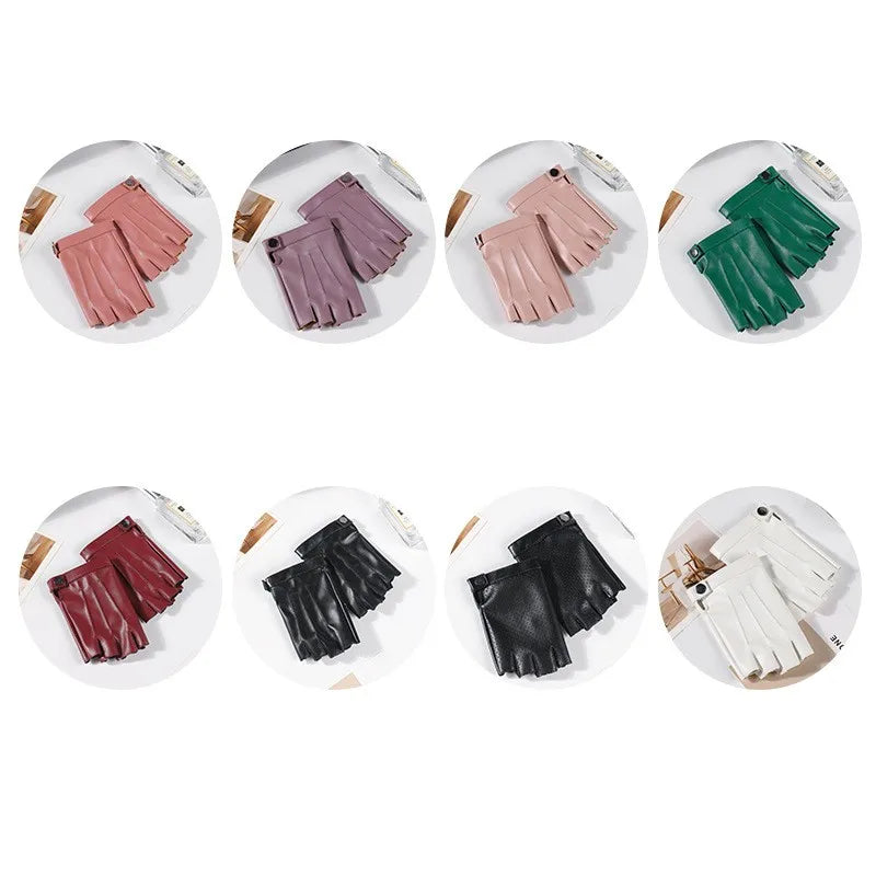 Men Women PU Leather Fingerless Gloves  Half Finger Outdoor Tactical Leather Gloves . Ghoddosh