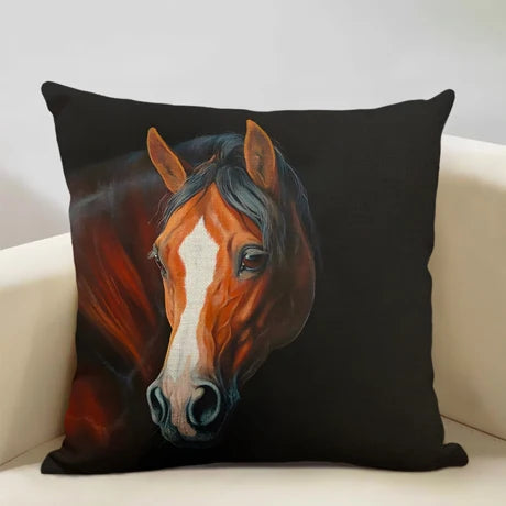 Horse Customized Cushion Cover  45x45cm Linen Pillow Case - Ghoddosh