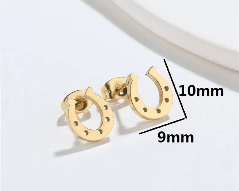 Stainless Steel Horse Shoe Shape Earrings Black Minimalist Horse Shoe Earing for Women - Ghoddosh