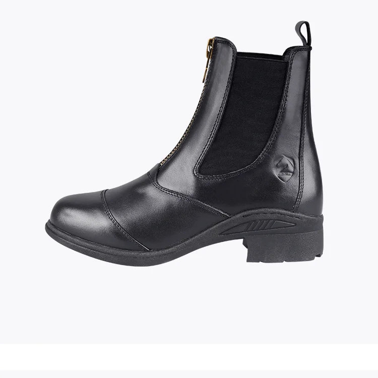 Cowhide Leather Short Equestrian Training Boots – YKK Zipper, English Style, Unisex