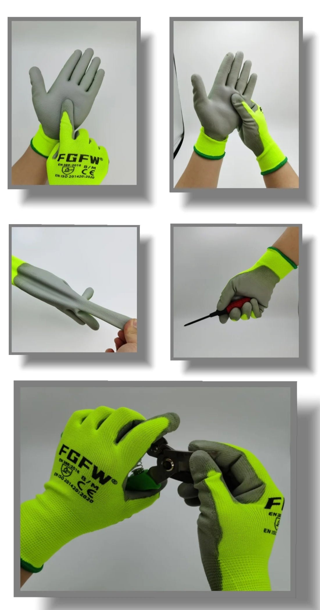 10 Pairs PU Coated Gloves - Lightweight, Durable Safety Certified Gloves, Ghoddosh