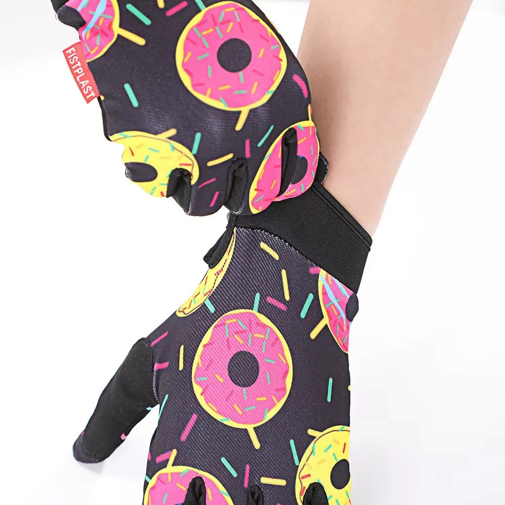 Kids Glitz Donut Wheel Gloves – Colorful Long-Finger Touchscreen Riding Gloves
