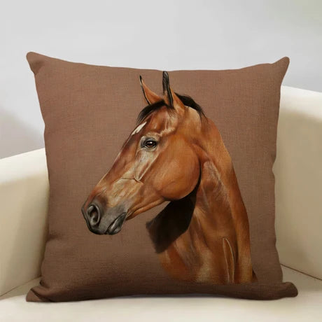 Horse Customized Cushion Cover  45x45cm Linen Pillow Case - Ghoddosh