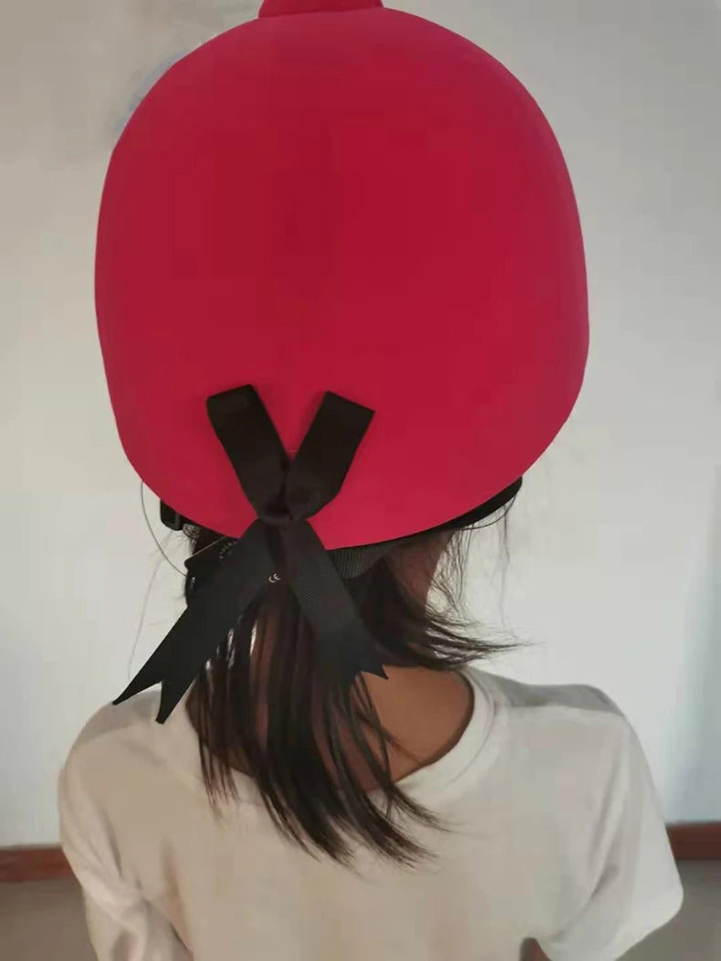 Children’s Velvet Equestrian Helmet – Adjustable ABS Safety Cap for Horse Riding (50–59cm)