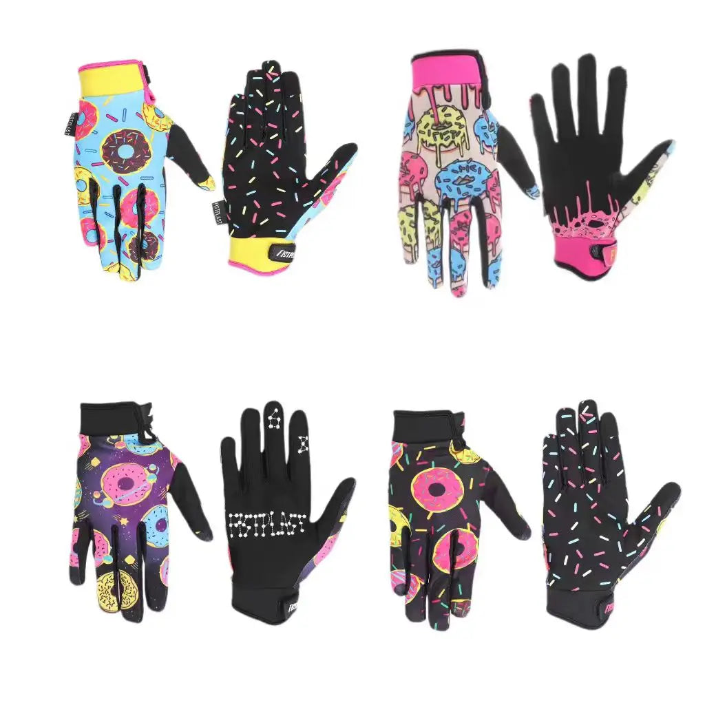 Kids Glitz Donut Wheel Gloves – Colorful Long-Finger Touchscreen Riding Gloves