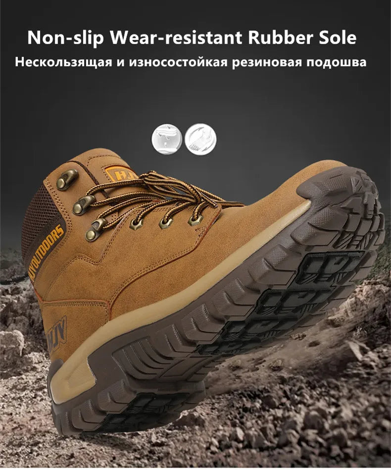 Top Leather Men's  Breathable  Boots , Outdoor Men Non-slip  Ankle Boots - Ghoddosh