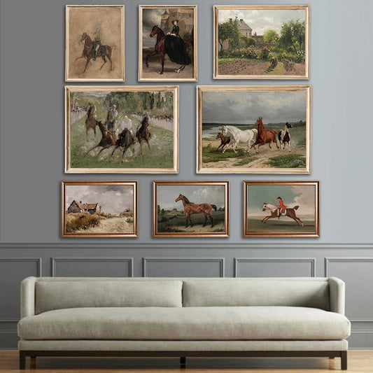 Horse Vintage  Art Antique Oil Painting  Wall Décor