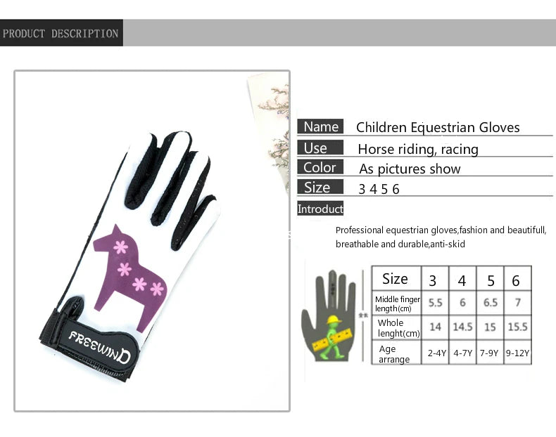 Kids’ Non-Slip Horse Riding Gloves – Ultra-Thin Equestrian Gloves with Silica Gel Grip (Ages 2–12) .Ghoddosh