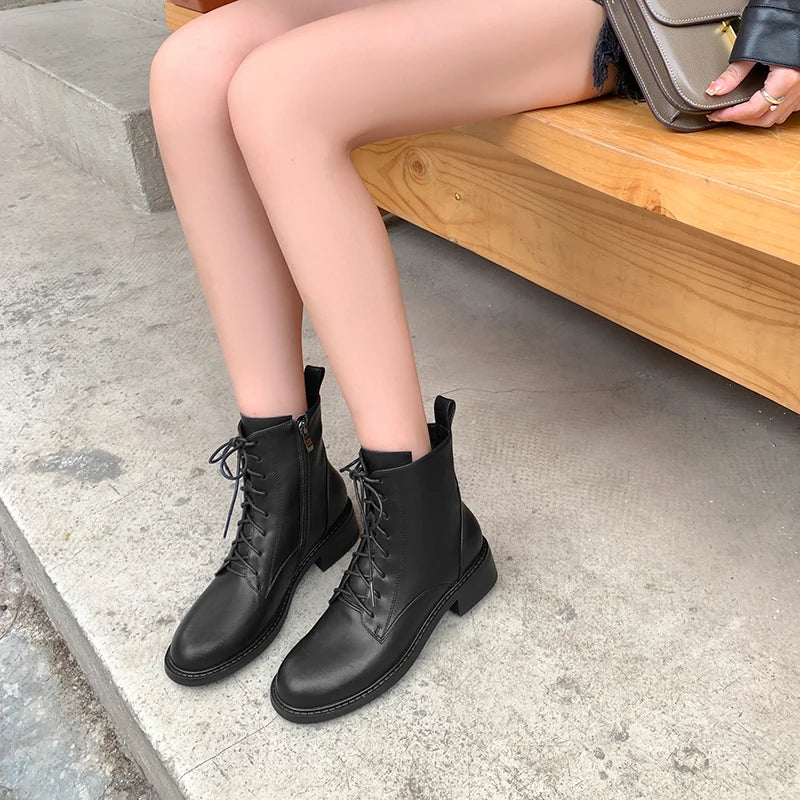 New Handmade Cow Leather Thick Heel -  Round Toe Modern Chelsea Ankle  Boots - Ghoddosh