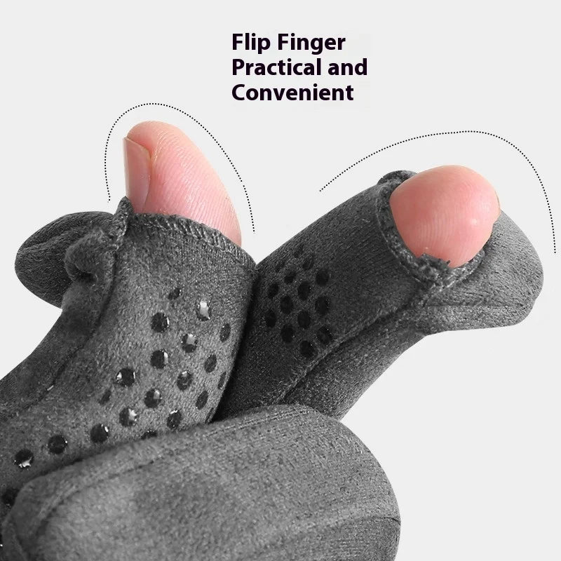 Men’s Insulated Riding Gloves — Thick Fleece Lining, Suede Anti-Slip Palm & Touchscreen Function - Ghoddosh
