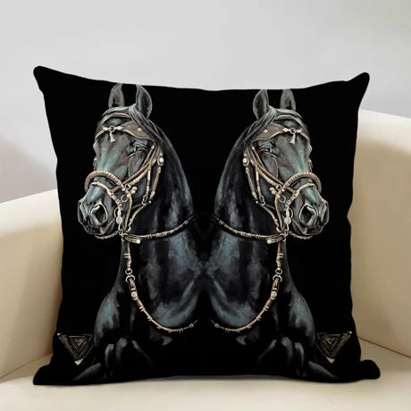 Horse Customized Cushion Cover  45x45cm Linen Pillow Case - Ghoddosh