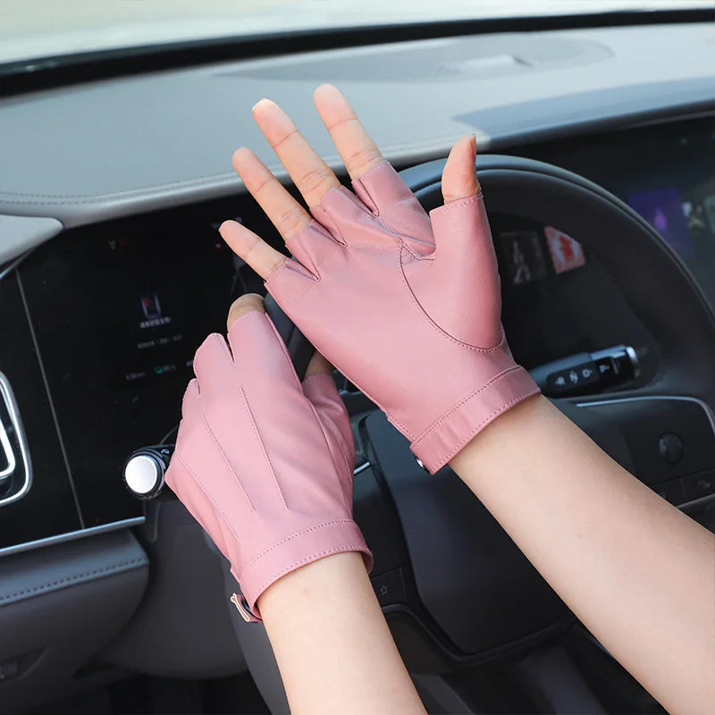 Men Women PU Leather Fingerless Gloves Half Finger Outdoor Tactical Leather Gloves . Ghoddosh