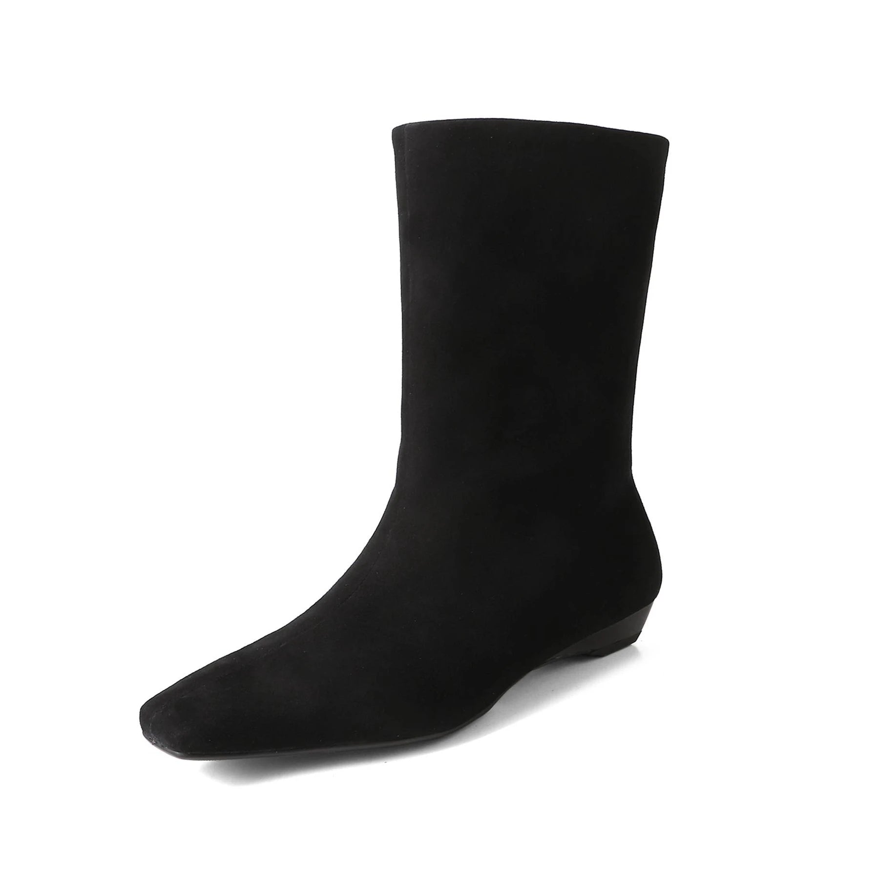 Suede Square Toe Low‑Heel  |  Casual & Modern Ankle Boots - Ghoddosh