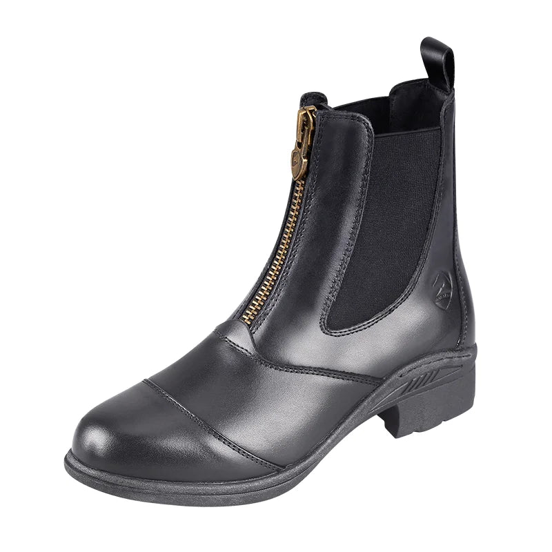 Cowhide Leather Short Equestrian Training Boots – YKK Zipper, English Style, Unisex