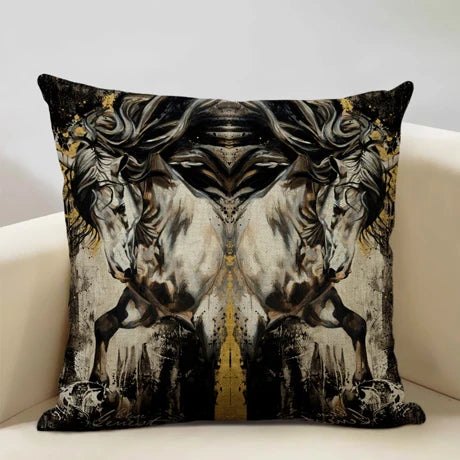 Horse Customized Cushion Cover  45x45cm Linen Pillow Case - Ghoddosh