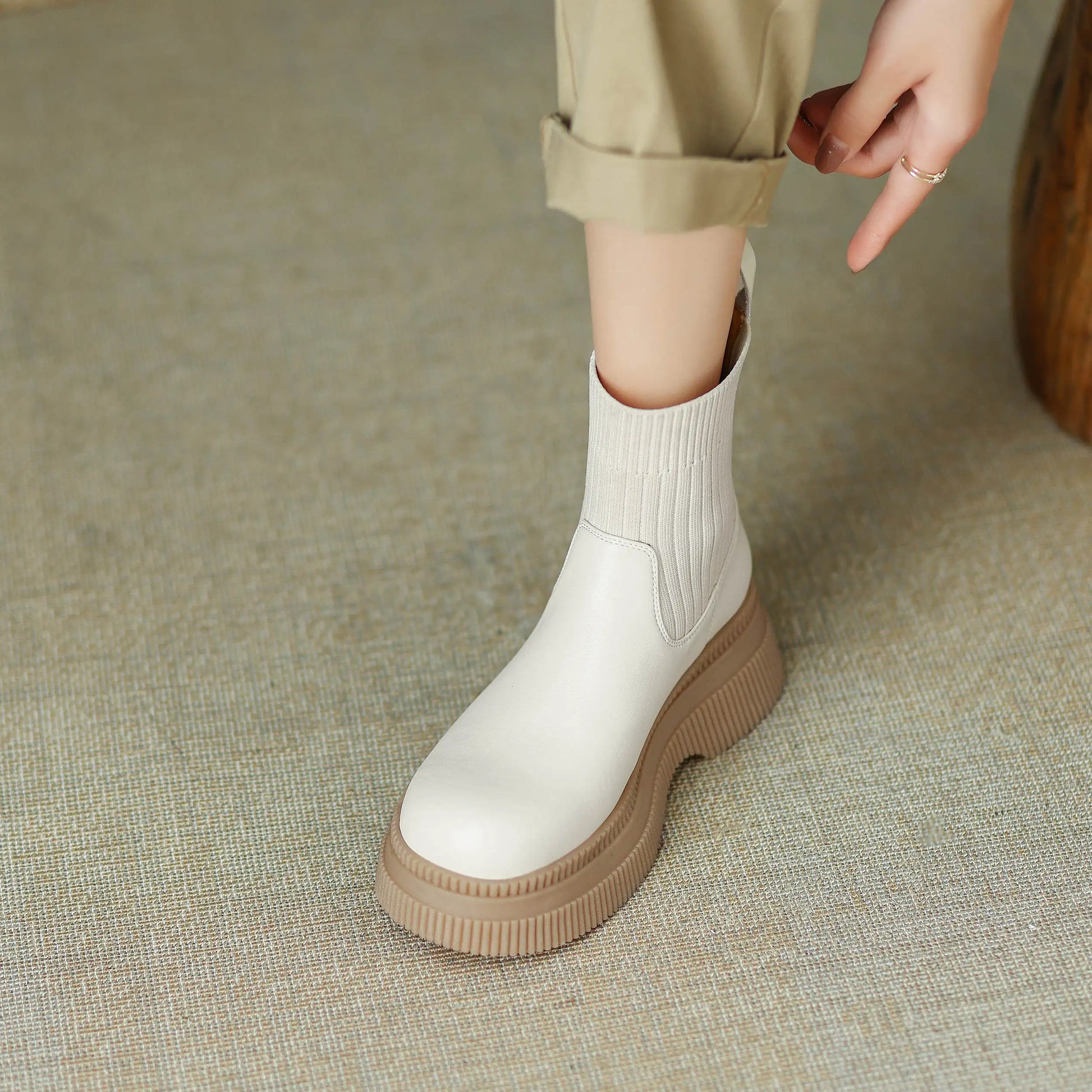 Casual Round-Toe Slip-On Ankle Boots - Ghoddosh