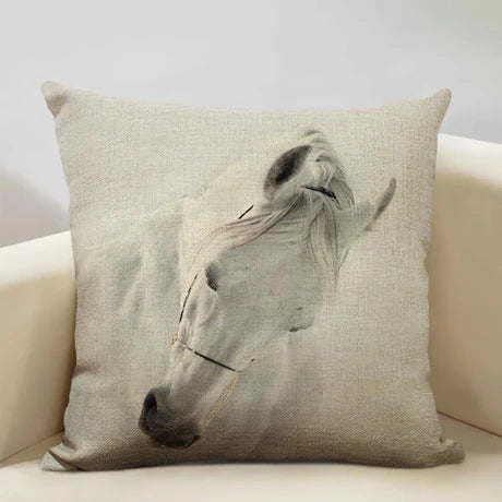 Horse Customized Cushion Cover  45x45cm Linen Pillow Case - Ghoddosh