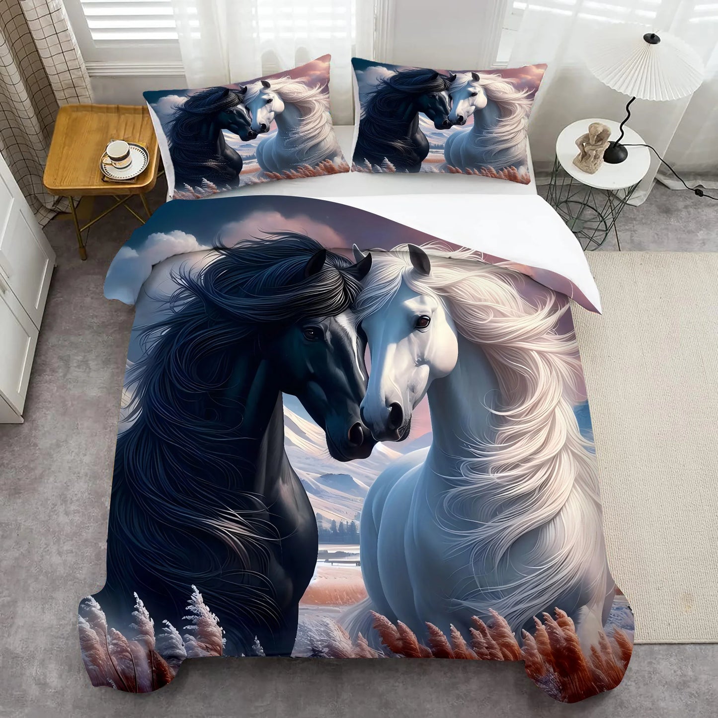 Horses 3D Printed Luxury Bedding set -  Wildlife Style Comfortable Bed  set
