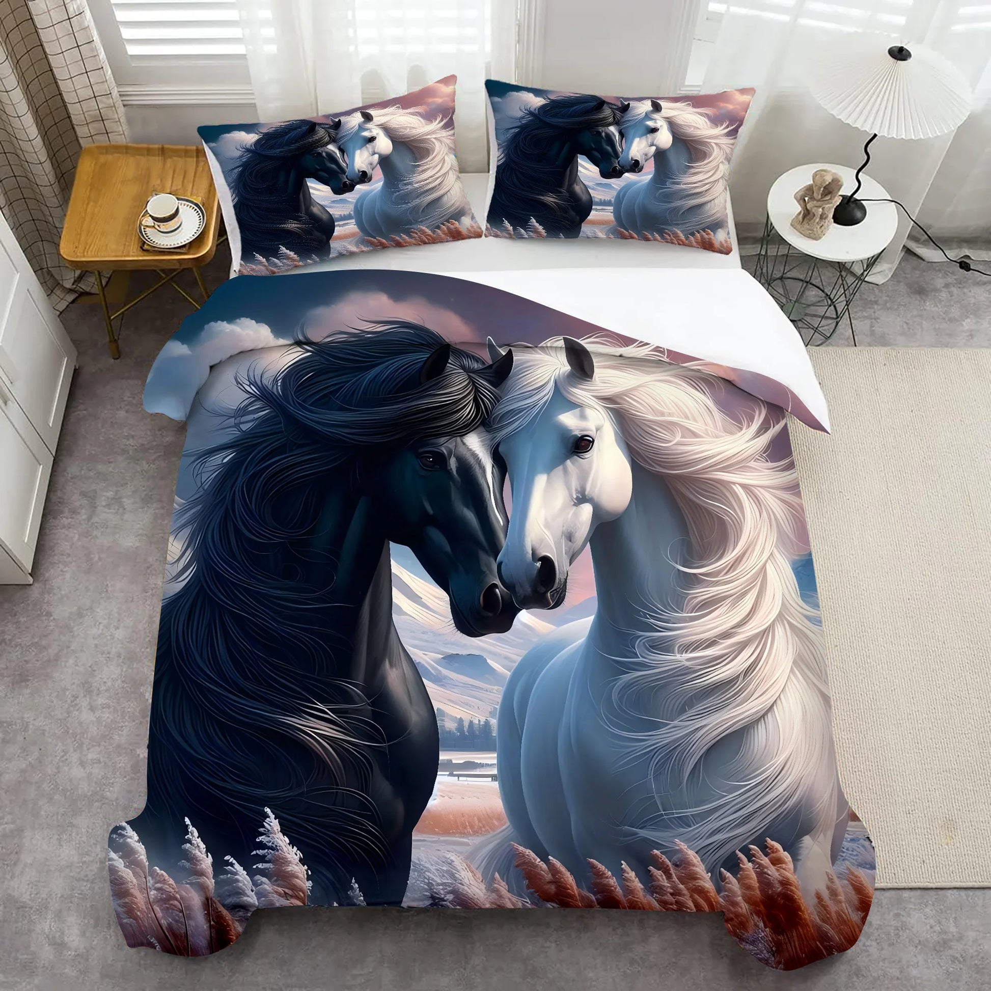 Horses 3D Printed Luxury Bedding set -  Wildlife Style Comfortable Bed  set