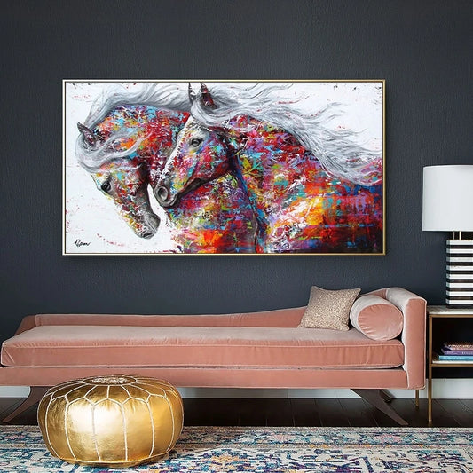 Colorful two Horses Poster