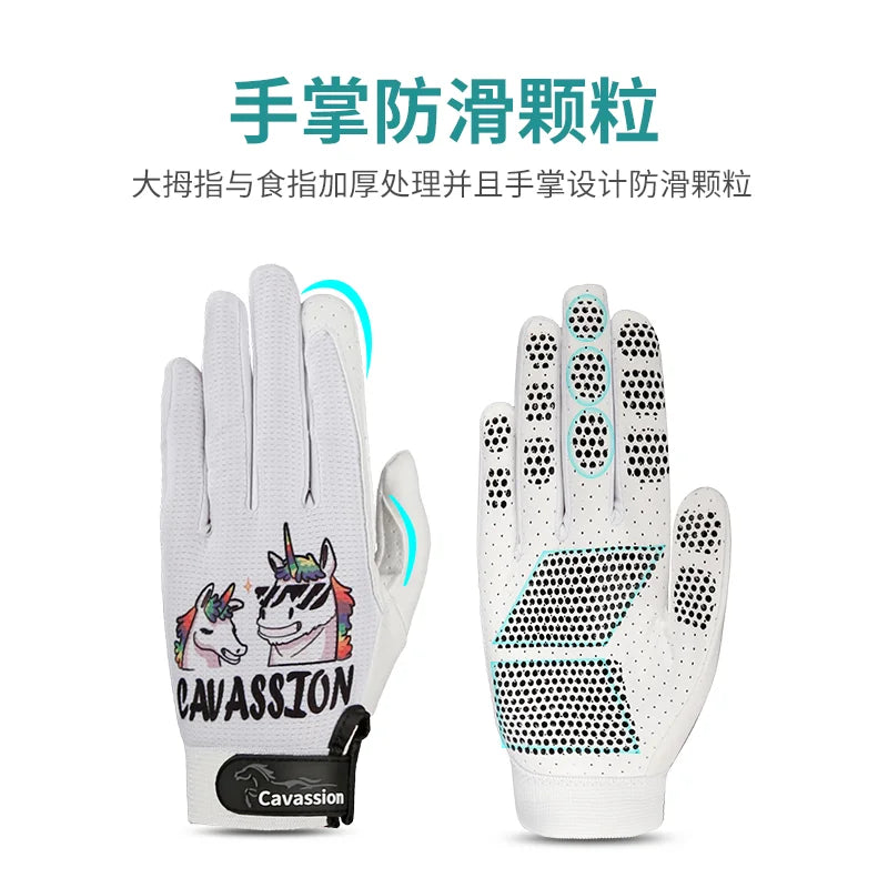 Horse riding gloves for children, white hand protector for riding horses for boys and girls