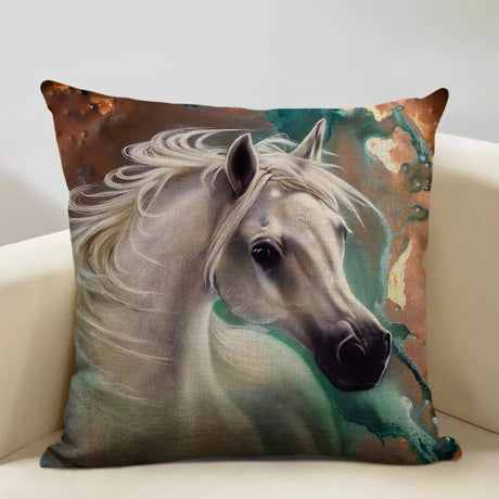 Horse Customized Cushion Cover  45x45cm Linen Pillow Case - Ghoddosh