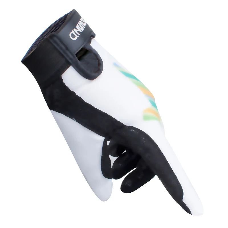 White and black glove with rainbow design on a white background . Ghoddosh