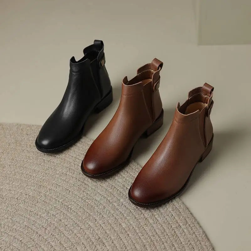 Men’s Genuine Leather Chelsea Ankle Boots — Durable Round-Toe, Elastic Gusset,- Ghoddosh