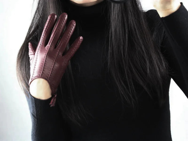 Touchscreen Women Genuine Leather Goatskin Gloves . Ghoddosh