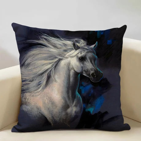 Horse Customized Cushion Cover  45x45cm Linen Pillow Case - Ghoddosh
