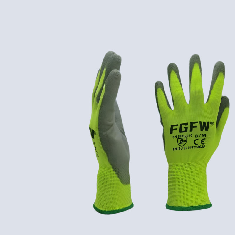 10 Pairs PU Coated Gloves - Lightweight, Durable Safety Certified Gloves, Ghoddosh