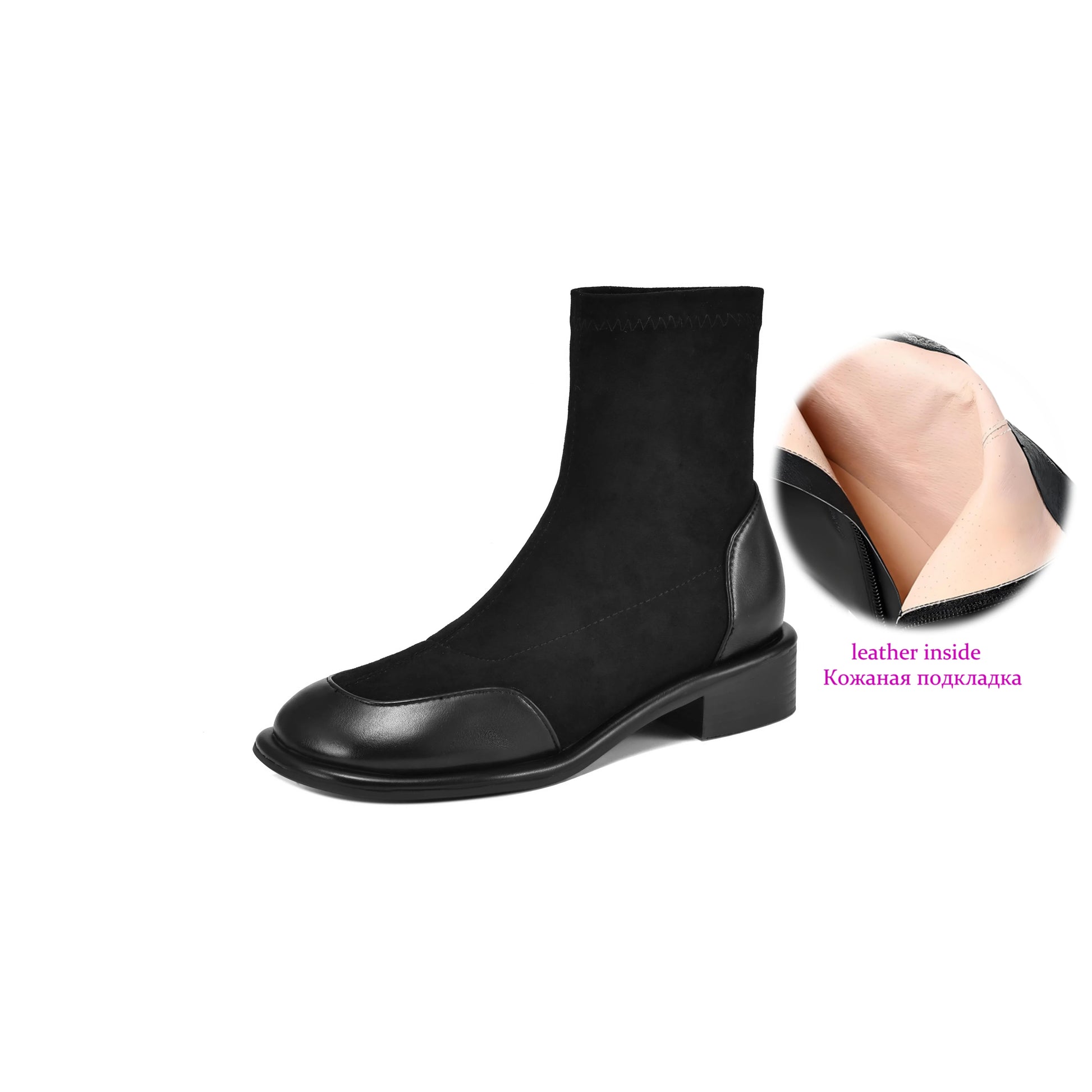 Microfiber Low Heels Modern Chelsea Motorcycle Boots Casual Winter Autumn Vintage Women Elastic Ankle Boots - Ghoddosh